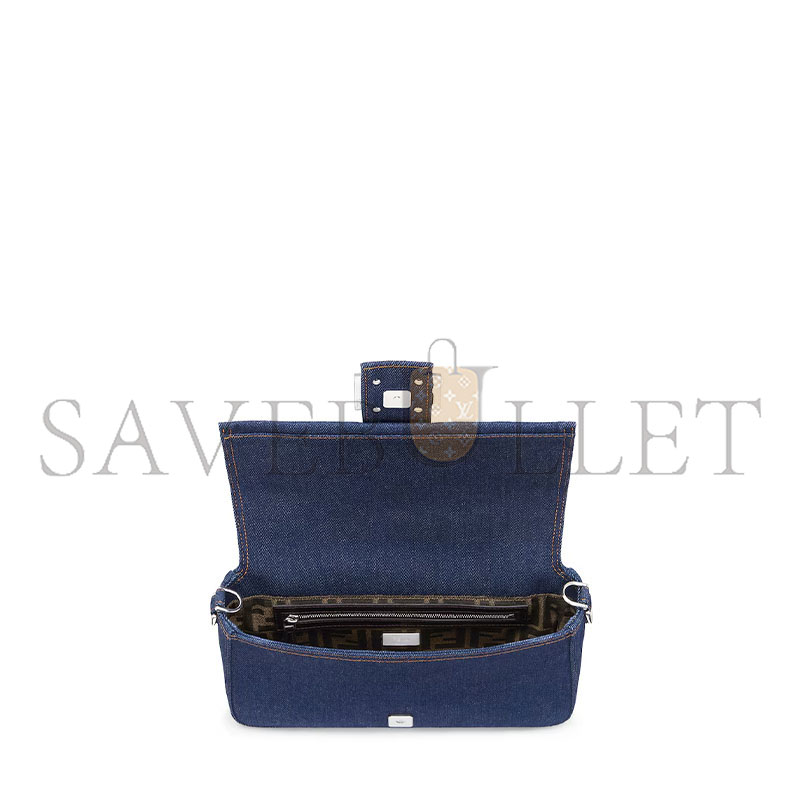 FENDI BAGUETTE BLUE DENIM BAG 8BR600AL9WF0KR1 (27*15*6cm)